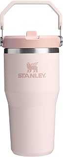 IceFlow 2.0 Flip Straw Tumbler with Handle 20 oz | Twist On Lid and Flip Up Straw | Leak Resistant Water Bottle | Insulated Stainless Steel | BPA-Free | Rose Quartz