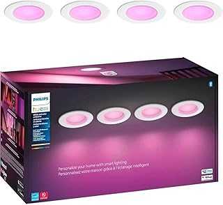Smart Recessed 5/6 Inch LED Downlight - White and Color Ambiance Color-Changing Light - 4 Pack - 1100LM - Control with Hue App - Compatible with Alexa, Google Assistant and Apple Homekit