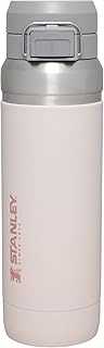 Quick Flip GO Water Bottle 36 oz | Push Button Lid | Leakproof and Packable for Travel and Sports | Insulated Stainless Steel | BPA-Free | Rose Quartz