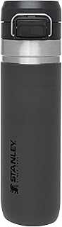 Quick Flip GO Water Bottle 24 oz | Push Button Lid | Leakproof and Packable for Travel and Sports | Insulated Stainless Steel | BPA-Free | Charcoal