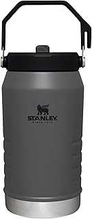 IceFlow Flip Straw Jug with Handle 64 oz| Twist On Lid and Flip Up Straw | Leak Resistant for Travel and Sports | Insulated Stainless Steel |BPA-Free |Charcoal