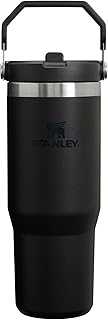 IceFlow Stainless Steel Tumbler - Vacuum Insulated Water Bottle for Home, Office or Car Reusable Cup with Straw Leak Resistant Flip Cold for 12 Hours or Iced for 2 Days, Black 2.0, 30oz