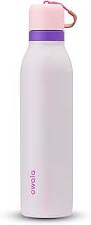 FreeSip Twist Insulated Stainless Steel Water Bottle with Straw for Sports and Travel, BPA-Free, 24-oz, Pink/Purple (Dreamy Field)