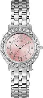 Stainless Steel + Pink Crystal Bracelet Watch. Color: Silver-Tone (Model: U1062L2)