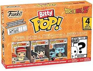 Bitty POP! Dragon Ball Z, 4-Pack - Gohan, Raditz, Piccolo, and a Surprise Mystery Mini Figure - 0.9 Inch (2.2 Cm) - Anime Collectable - Stackable Display Shelf Included - Gift Idea