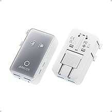 Nano Travel Adapter, 5-Port Power Adapter with 1 AC, 2 USB-A, and 2 USB-C Ports, Smart Temperature Control, Compatible with Over 200 Countries, Ideal for Travel (1-Pack) (White)