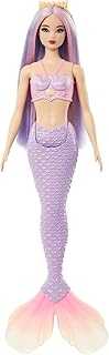Mermaid Doll with Pink & Lilac Fantasy Hair & Headband Accessory, Toy with Shell-Inspired Bodice & Lavender Tail