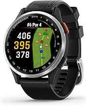Approach® S44, Essential Golf GPS Smartwatch, AMOLED Display, On-Course Features, Silver Aluminum Bezel with Black Silicone Band