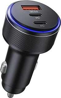 AKNSN 90W USB-C & USB-A Car Charger, 3-Port Fast Charging, PD3.0 & QC3.0, Compatible with iPhone 16/15/14/13 Pro Max, iPad, MacBook, Samsung, Google Pixel, More