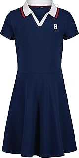 Girls' Short Sleeve Knit Polo Dress, Everyday Casual Wear, Soft & Comfortable Fit