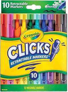 Clicks Retractable Tip Marker Set for Kids (10ct), Markers For School, Long Lasting Coloring Book Supplies, No Dry, Back to School Essentials, 6+