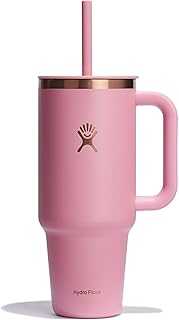 40 Oz Travel Tumbler with Handle, Lid and Straw - Insulated Stainless Steel in Primrose Gold