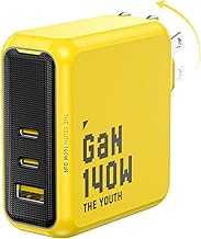 Youth 140W GaN+ USB C Charger 100W Laptop Fast Charger PD3.1 PPS 3-Port USB C Wall Charger Power Adapter for MacBook Pro 16'', Dell XPS, iPhone 16/15 Pro Max, iPad Pro, Tablet, Chromebook, Yellow