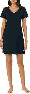 Womens Sleep Shirt Dress - Cotton Knit Jersey V-Neck Pajama Top - Lightweight & Breathable Sleepwear Loungewear