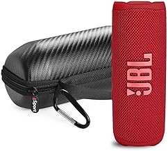 FLIP 6 Waterproof Portable Speaker Bundle with gSport Carbon Fiber Case (Red)