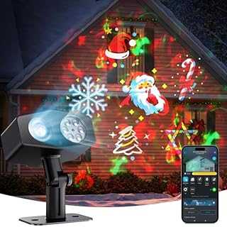 Outdoor Decoration Projector Light, Upgraded LED Snowflake Projector, IP67 Waterproof, 180° Rotation, 20 HD Effects & 58 Scene Modes with App Control, Works with Alexa, Google Assistant, Matter