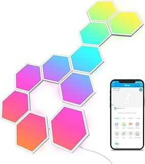 Glide Hexa Light Panels, RGBIC Hexagon LED Wall Lights, Wi-Fi Smart Home Creative Wall Lights with Music Sync, Works with Alexa Google Assistant for Indoor Gaming Decor, 10 Pack