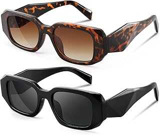Trendy Rectangle Sunglasses for Women Men,Y2K Vintage Retro 90s Aesthetic Cool Driving Sunglasses
