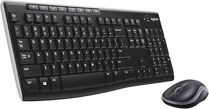 MK270 Wireless Keyboard and Mouse Combo for Windows, 2.4 GHz, 8 Multimedia Keys, PC, Laptop, Wireless Keyboard Compact Mouse Combo - Black