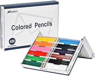 Colored Pencils Bulk - Pre-Sharpened - 12 Assorted Colors - 480 Bulk pack