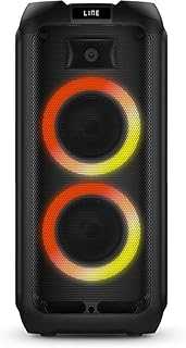 Bluetooth Party Speaker - Powerful Bass, Loud Speakers, LED Lights, FM Radio, USB, TWS Portable Party Speakers Bluetooth Wireless, Karaoke Mic and Guitar Inputs