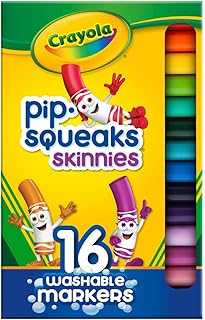 Pip Squeaks Skinnies Washable Marker Set (16ct), Mini Markers for Toddlers, Thin Coloring Supplies for Kids, Toddler Back to School Essentials
