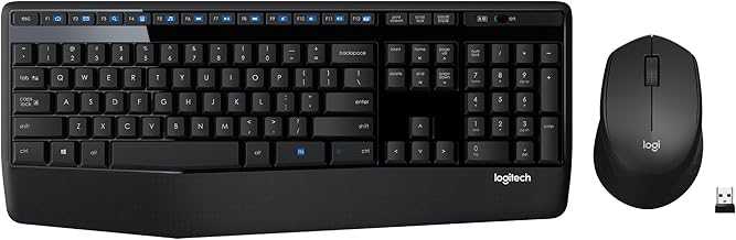 MK345 Wireless Keyboard and Mouse Combo with Palm Rest, 2.4 GHz USB Receiver, Compatible with PC, Laptop, Black