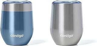 River North Stainless Steel Wine Tumbler with Splash-Proof Lid, 12oz., 2 Pack, Dark Ice & Stainless Steel