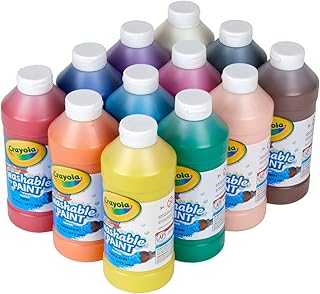 Washable Paint for Kids (12ct), Teacher Classroom Must Have, Bulk Paint Set, Nontoxic Kids Arts & Craft Supplies, Back to School Essentials, 16 Oz