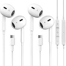 2 Packs USB C Headphones for iPhone 16/15 Pro Max Plus Type C Earbuds Wired Earphones with Mic & Remote Control Noise Cancelling for iPhone 16/15 pro, iPad Pro, Galaxy S23/S22/S21/S20/Ultra Note 10/20