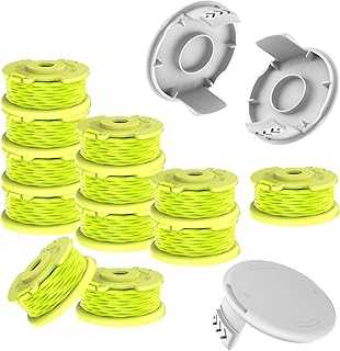 15 Pcs AC80RL3 Replacement spools, 11ft .080 Trimmer line Fit for Ryobi One Plus+ Weed Wacker String, Compatible with Ryobi 18v,24v,and 40v Cordless Trimmers.(12 Trimmer Spool +3 Cap)