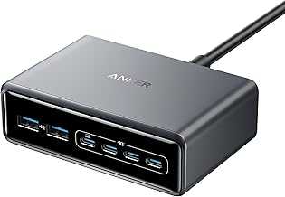 Prime Charger, 200W 6-Port GaN Charging Station, USB-C PD Fast Charging Desktop Charger, Compatible with iPhone, Samsung, MacBook, Dell and More