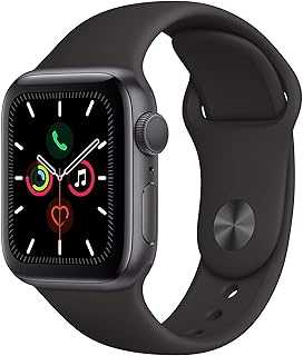 Apple Watch Series 5 (GPS, 44MM) - Space Gray Aluminum Case with Black Sport Band (Renewed)