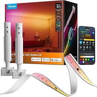 Strip Light with Skyline Kit, 19.7ft Smart LED Strip Lights Compatible with Alexa, Google Assistant and Matter, RGBWWIC Color Changing Light Strip, Music Sync, LED Lights for Bedroom, Party