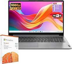 IdeaPad 1 Student Laptop, Intel Dual Core Processor, 20GB RAM, 1TB SSD + 128GB eMMC, 15.6" FHD Display, 1 Year Office 365, Windows 11 Home, Wi-Fi 6, Webcam, Bluetooth, SD Card Reader, Grey