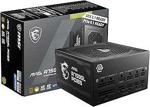 MAG A750GL PCIE 5.1 & ATX 3.1 Gaming Power Supply - Full Modular - 80 Plus Gold Certified 750W - Compact Size - ATX PSU - 10 Year Warranty