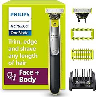 Philips Norelco for Face + Body, Electric Beard Trimmer, Shaver and Groomer, 5in1 Adjustable Comb, 1x Body Kit, Model QP2834/70, Black/Lime Green