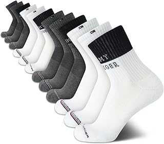 Mens Quarter Socks - 12 Pack Performance Stretch Cushioned Athletic Mid Crew Socks for Men (Sizes: 7-12)