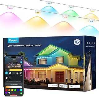 Permanent Outdoor Lights 2, 150ft RGBIC Outdoor Lights with 108 LED Lights, IP67 Waterproof, 100 Scene Modes with 40lm White for Outdoor Decorations, Works with Alexa, Google Assistant, White