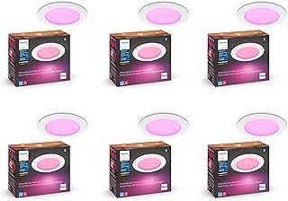 Smart Slim 5/6 Inch LED Recessed Light - White and Color Ambiance - 6 Pack - 1200LM - Indoor Ceiling - Control with Hue App - Works with Voice Assistants
