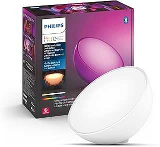 Go Smart Portable Dimmable Table Lamp, White - White and Color Ambiance LED Color-Changing Light - 1 Pack - Indoor and Outdoor Use - Control with Hue App or Voice Assistant