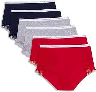 Women's Logo Waistband Lace Trim Cotton Brief 6 Pack