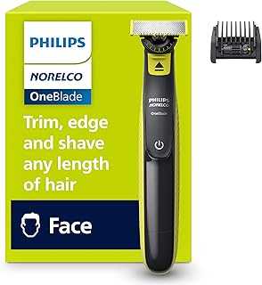 Philips OneBlade 360 Hybrid Face, Electric Beard Trimmer and Shaver, with 360 Blade Technology, 1x 360 Blade for Face, 5in1 Adjustable Comb, Model QP2724/90