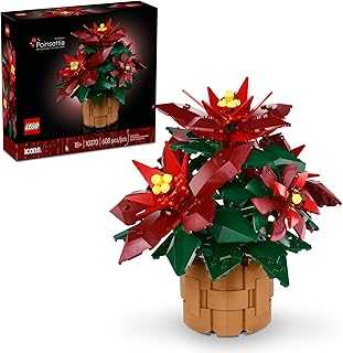 Icons Poinsettia Building Sets for Adults - Artificial Flowers for Decoration - Christmas Flowers for Table Centerpiece - 10370