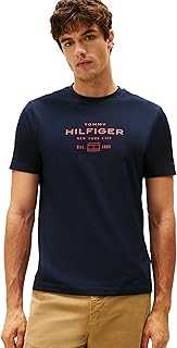 Men's Short Sleeve Cotton Graphic T-Shirts with Stacked Logo Designs