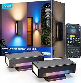 Outdoor UpDown Wall Light, 2 Pack, 1200LM RGBICWW Smart Porch Lights Outdoor with 64 Scene Modes, IP66 Waterproof Wall Sconce for Outdoor Decor, Works with Alexa, Google Assistant and Matter