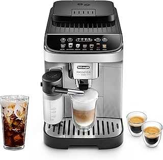 Magnifica Evo Automatic Espresso & Coffee Machine with Auto Milk Frother, Built-in Grinder & Auto-Clean Function - For Latte, Cappuccino, Americano, Iced Coffee, ECAM29084SB , Silver