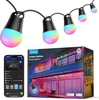 Smart Outdoor String Lights 2, 144ft Outdoor Lights with Dimmable Warm White LED Bulbs, 47 Scene Modes for Patio, Backyard, Balcony, IP65 Waterproof, Works with Alexa, App Control