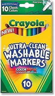 Ultra-Clean Washable Markers, Fine Line Multicolor, 10 Count