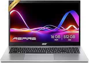 Aspire Premium Slim Laptop - 15.6" Full HD IPS 1080P Display - AMD Ryzen 3 7330U Quad-Core Processor - 16GB RAM - 512GB NVMe SSD - Webcam - Wi-Fi 6 - AI PC - Windows 11 Pro - No Mouse